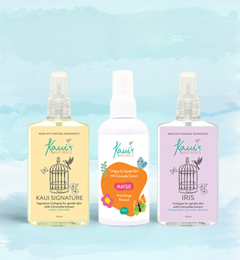 Kaui Signature, Maysie, and Iris colognes
